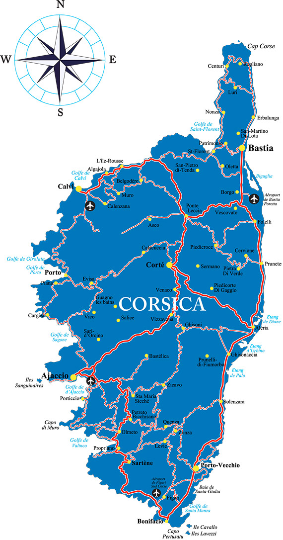 Carte de la Corse situant Olmiccia en Alta Rocca